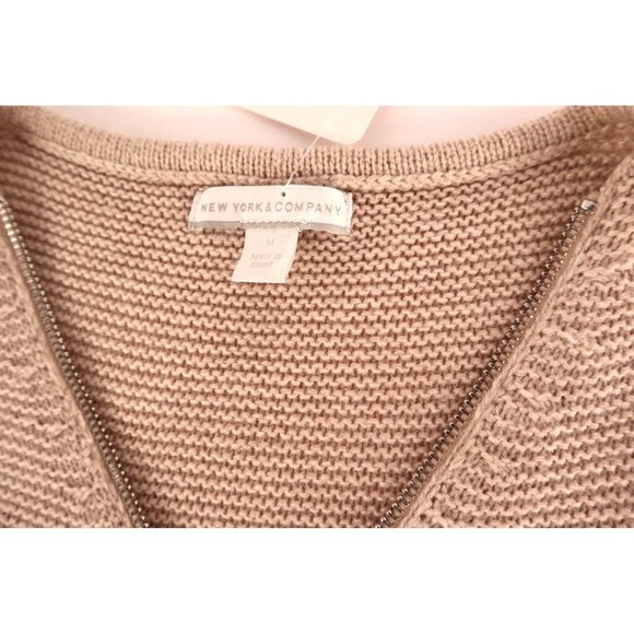 New York & Company Women's Knit Sweater with Zip Front & Cable Detail Size M - Picture 4 of 11